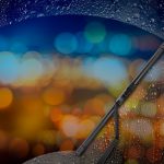 Car wiper with drop on glass