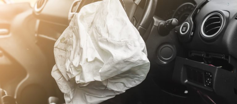 Airbag,Exploded,At,A,Car,Accident,With,Illuminated