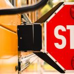 Close,Up,Yellow,School,Bus.,Stop,Sign.,Be,Careful,,Schoolchildren
