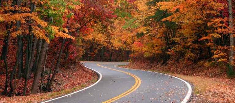 Fall,Color,On,Curvy,Road,Over,Fort,Mountain,In,Northwest