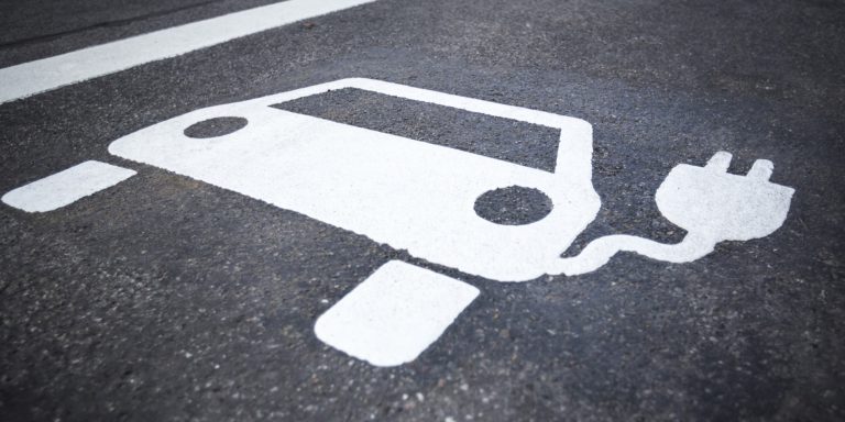 Parking symbol for electric cars being charged